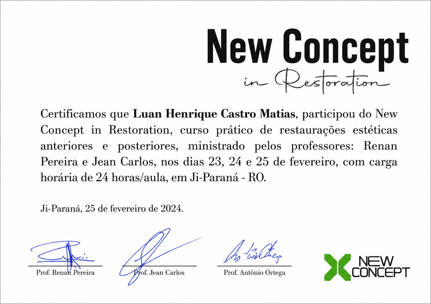 Certificado New Concept